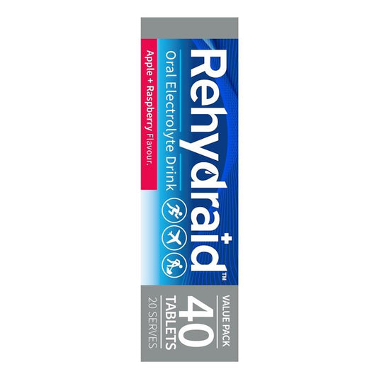 Rehydraid Electrolyte Effervescent Tablets Apple Raspberry 6x40 Packs
