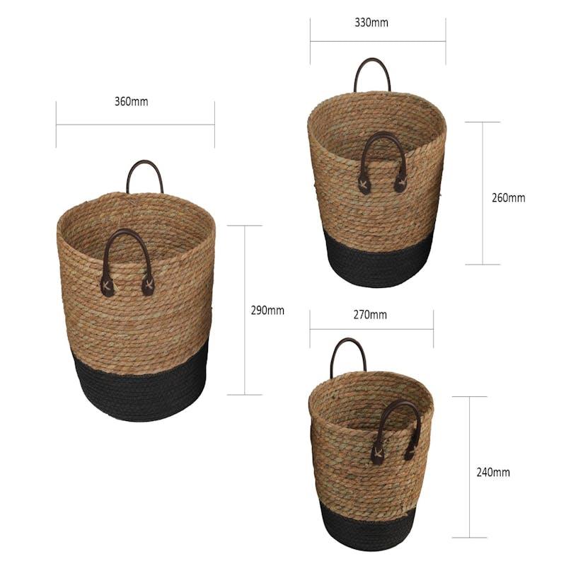 Load image into Gallery viewer, Living Today 3 Piece Cotton Rope Stripe Carry Handles Storage Baskets Set Bundle
