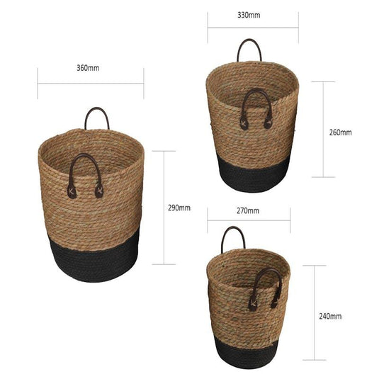 Living Today 3 Piece Cotton Rope Stripe Carry Handles Storage Baskets Set Bundle
