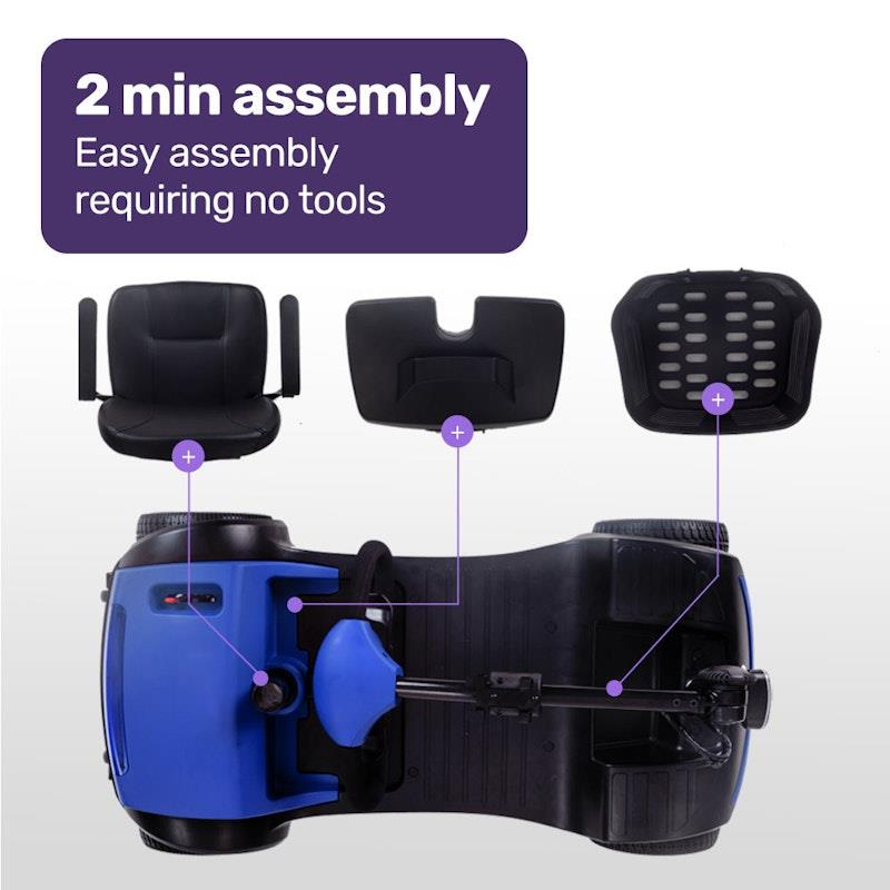 Load image into Gallery viewer, Equipmed SmartRider Folding Electric Mobility Scooter Black &amp; Blue
