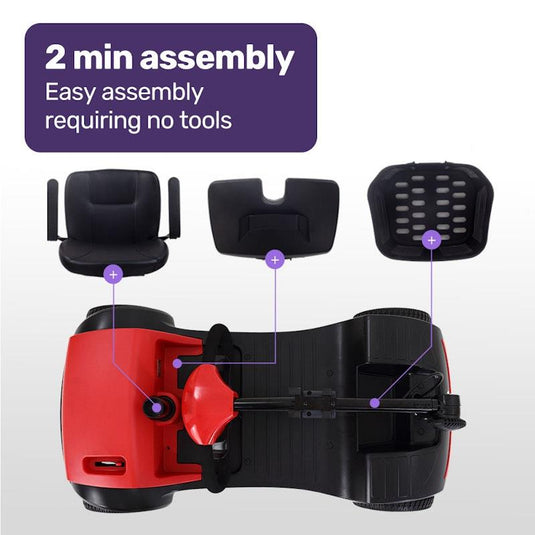 Equipmed SmartRider Folding Electric Mobility Scooter Black & Red