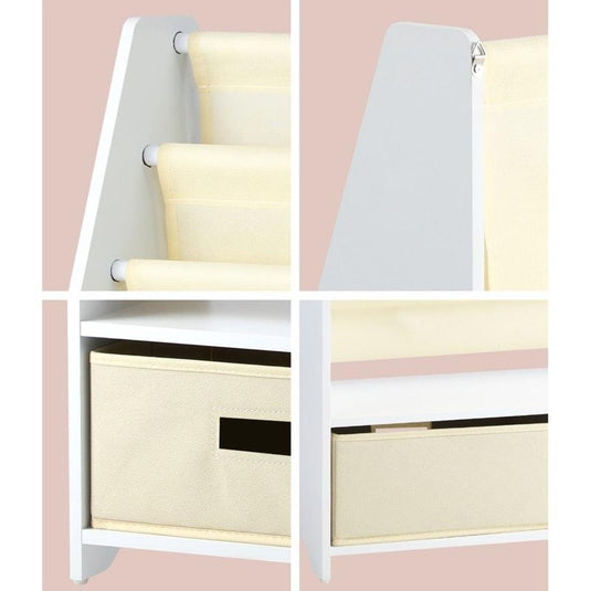 Oikiture Kids Bookshelf Bookcase Children Toys Storage Shelf Rack DIY Organiser Beige