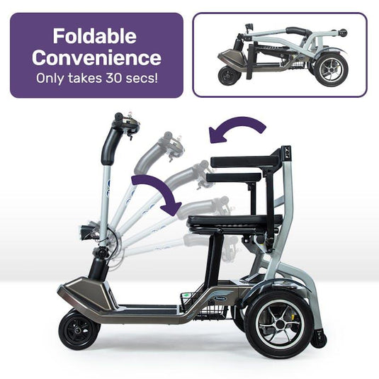 Equipmed Ultra-Lightweight Folding Electric Mobility Scooter, Brushless Motor Black
