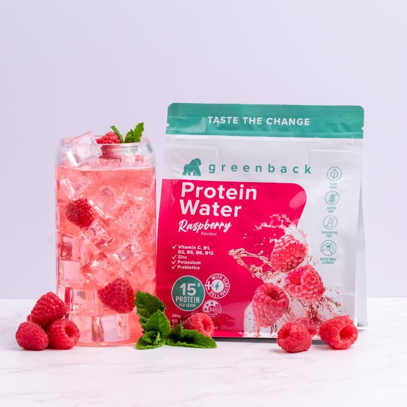 Load image into Gallery viewer, Greenback Protein Water Raspberry and Lemon &amp; Lime 250g 2Pack
