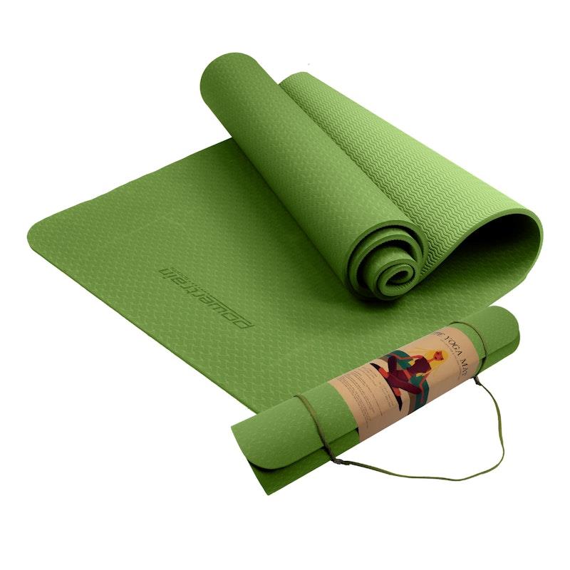 Load image into Gallery viewer, Powertrain TPE Pilates Exercise Yoga Mat 8mm Green
