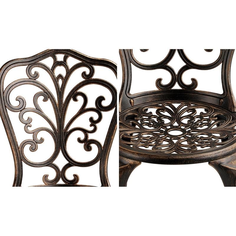 Load image into Gallery viewer, Livsip Bistro Furniture Setting 3 Piece Chairs Table Patio Indoor/Outdoor Set Bronze
