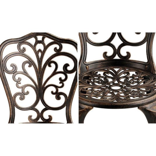 Livsip Bistro Furniture Setting 3 Piece Chairs Table Patio Indoor/Outdoor Set Bronze