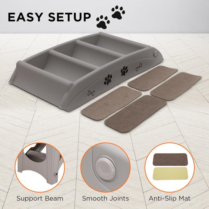 Load image into Gallery viewer, Furtastic 50cm Foldable Pet Stairs Ramp Grey
