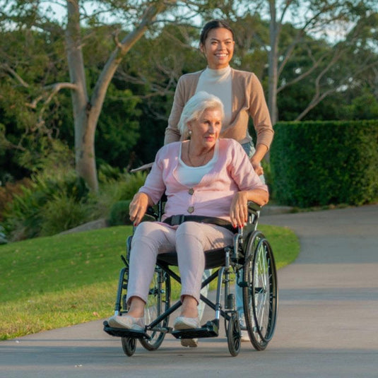 Equipmed 24 Inch Folding Wheelchair X-Large Dark Grey