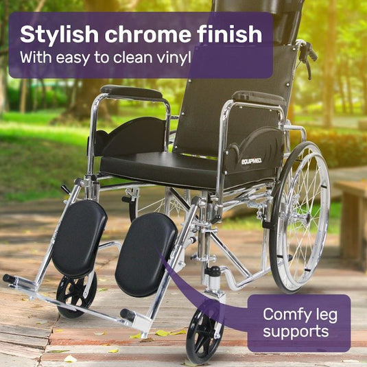 Equipmed Folding Manual Reclining Wheelchair Black