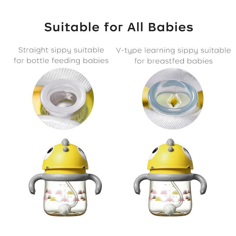 Load image into Gallery viewer, Bc Babycare T-REX TOBY Weighted Straw Sippy Cup 150ml (with Handle) Yellow
