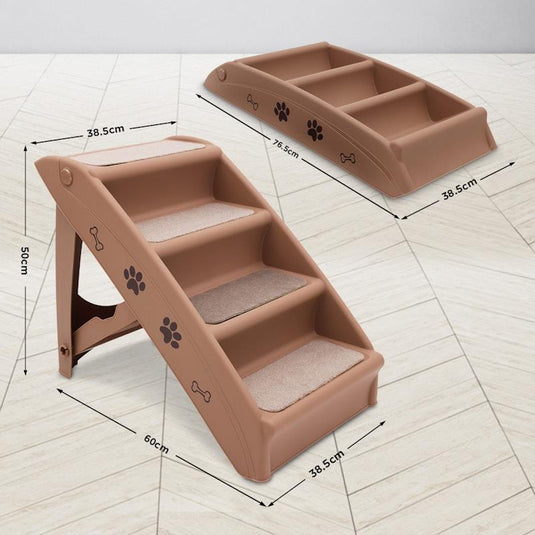 Furtastic 50cm Foldable Pet Stairs Ramp Brown