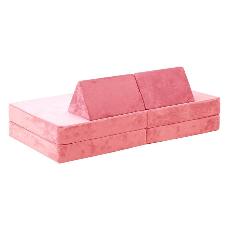 Load image into Gallery viewer, Oikiture 4 Pieces Kids Play Couch Modular Lounge Cushion Convertible Playset Pink
