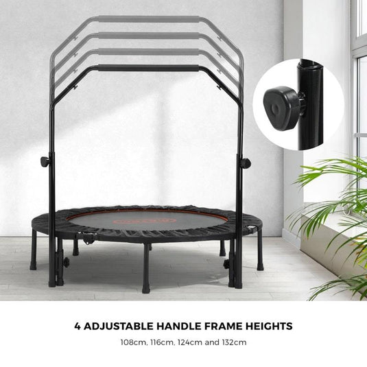 Mazam 48" Trampoline Round Fitness Rebounder Handrail Jumping Exercise Home Gym Black