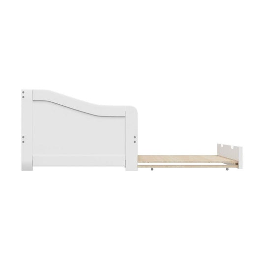 Oikiture Trundle Bed Frame Daybed Single Size Base Timber Wooden Single Beds x2 White