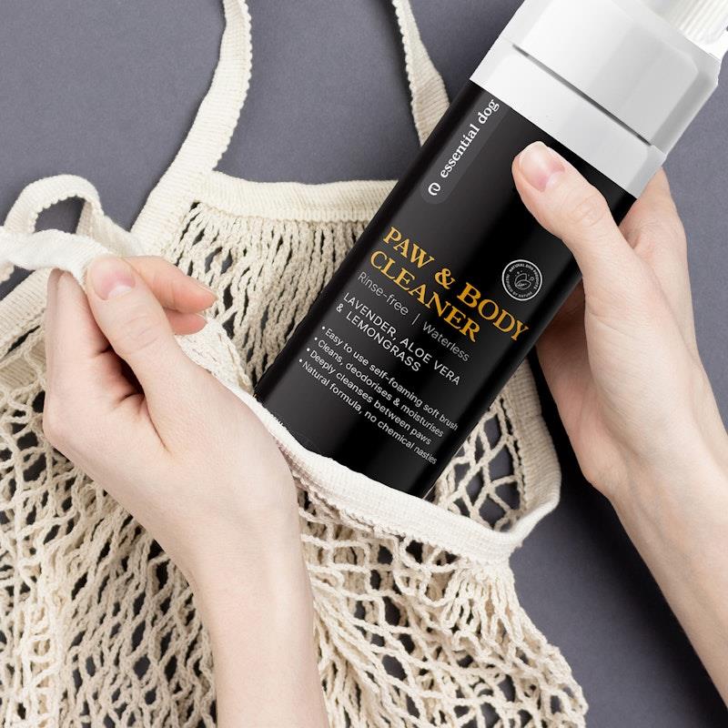 Load image into Gallery viewer, Essential Dog Rinse-Free Portable Dog Paw &amp; Coat Cleaner (Aloe, Lemongrass &amp; Lavender) 150ml
