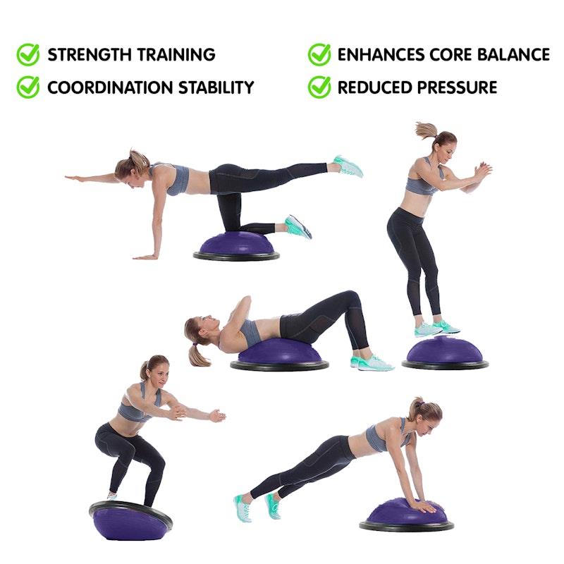 Load image into Gallery viewer, Powertrain Fitness Yoga Ball Home Gym Workout Balance Trainer Purple
