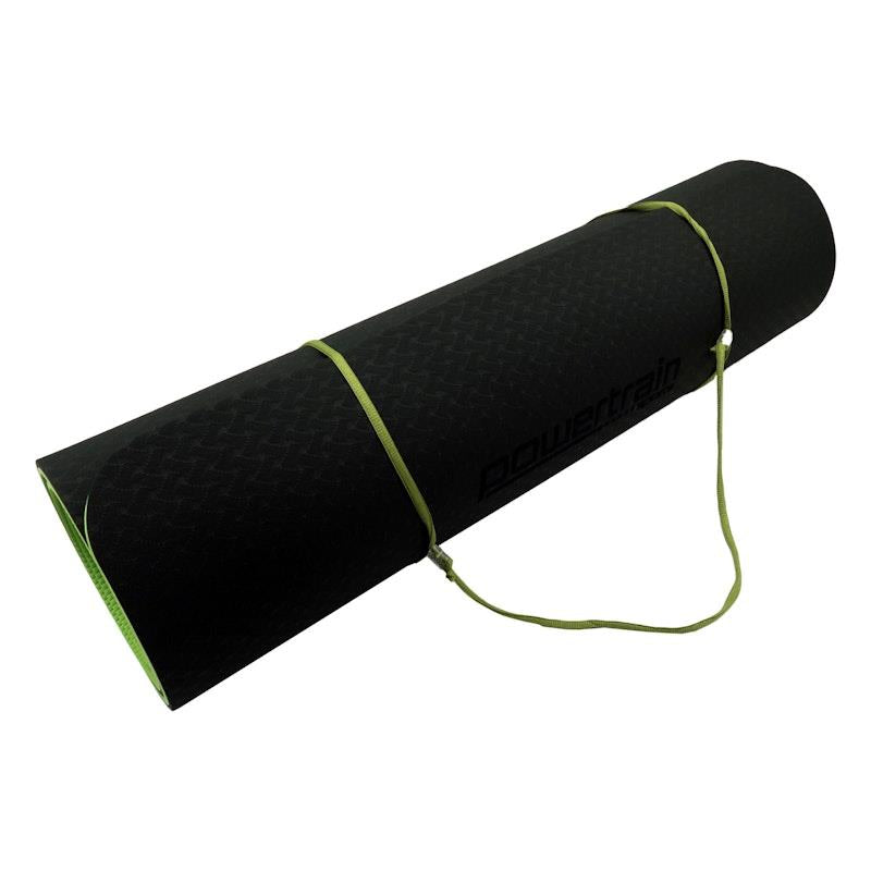 Load image into Gallery viewer, Powertrain TPE Pilates Exercise Yoga Mat 8mm Black Green
