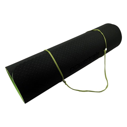 Powertrain TPE Pilates Exercise Yoga Mat 8mm Black Green