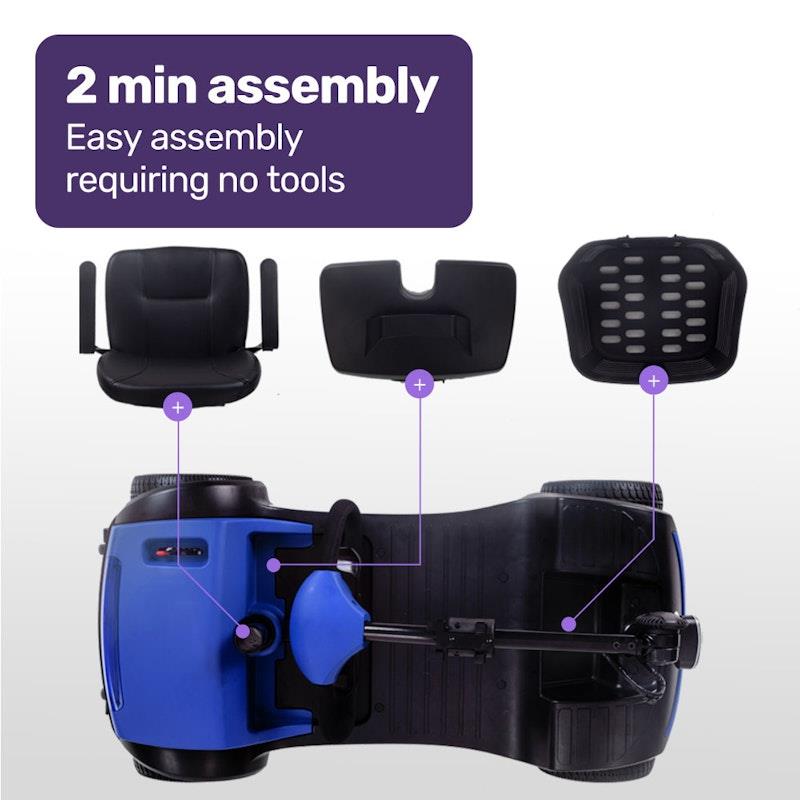 Load image into Gallery viewer, Equipmed Pathline Mid-Sized Electric Mobility Scooter For Elderly Black &amp; Blue
