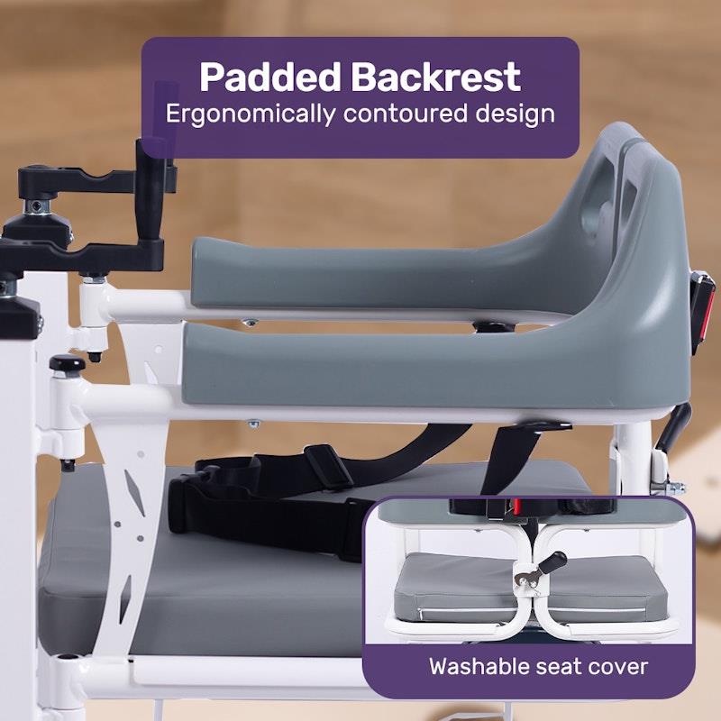Load image into Gallery viewer, Equipmed 4 In1 Patient Lift Transfer Chair White &amp; Grey
