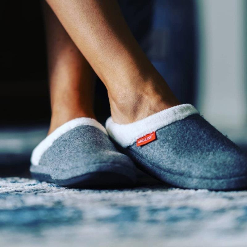 Load image into Gallery viewer, Archline Slippers Slip-On Arch Support Comfort Grey Marl Size 43
