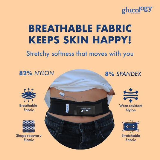 Glucology Insulin Pump Waist Belt Black Medium
