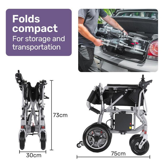 Equipmed Power Electric Wheelchair Extra Lightweight Long Range Silver