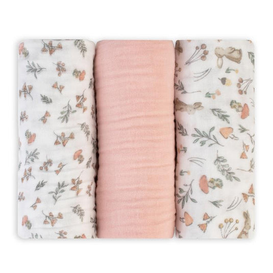 The Little Linen Company Muslin 3pk Wrap Harvest Bunny