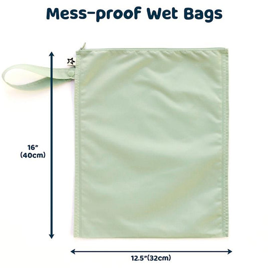 Tiny Twinkle Mess Proof Wet Bag 2 Pack Sage & Charcoal