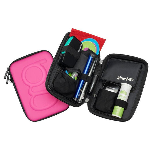 Glucology Travel Classic Case for Blood Glucose Monitors and Insulin Pens Pink