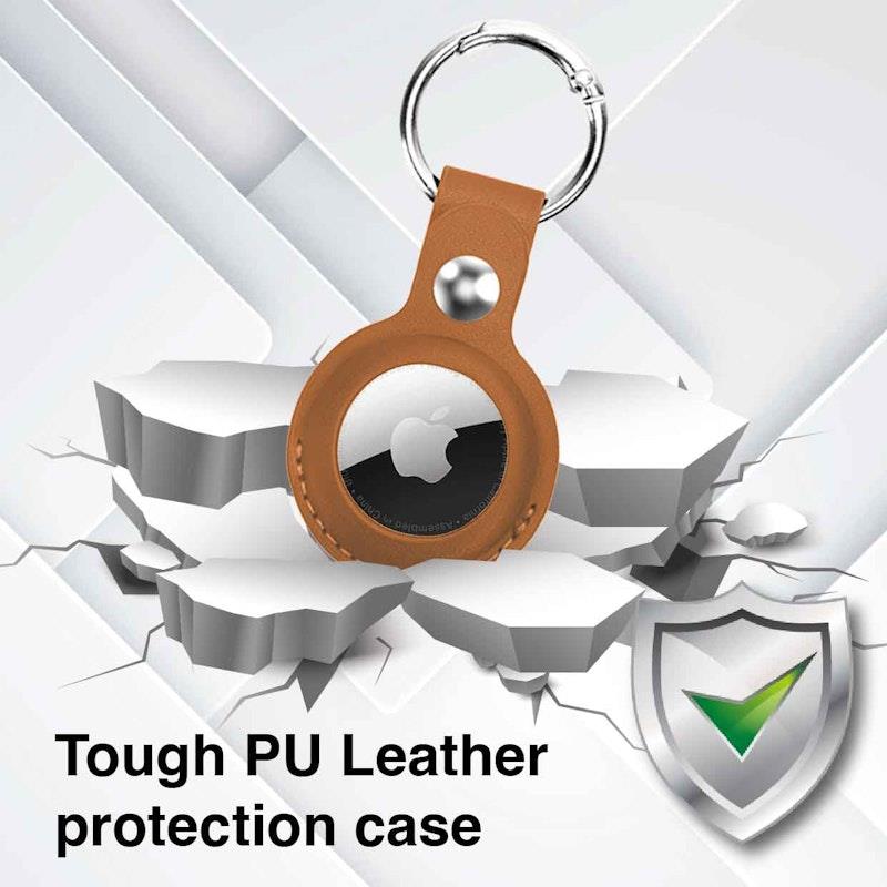 Load image into Gallery viewer, Laser Leather AirTag Key Ring - Black, Brown, Blue, Grey 4 Pack
