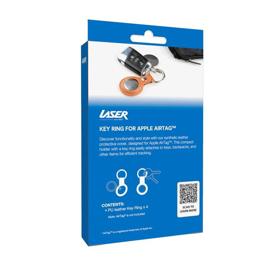 Laser Leather AirTag Key Ring - Brown and Blue 2 Pack