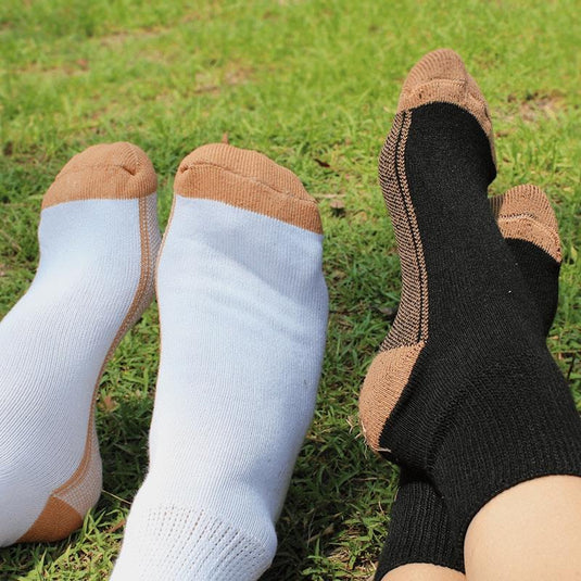 Glucology Copper Based Loose Top Classic Socks 2 Pairs White Medium