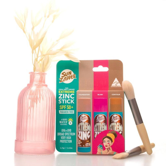 SUN ZAPPER Extreme Zinc Tan/Pink/Bronze SPF 50+ Stick 3Pack
