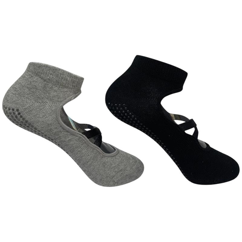 Load image into Gallery viewer, High Heel Jungle Good Pointe Premium Combed Cotton Full Grip Pilates/Yoga Sock Black/Grey Bundle
