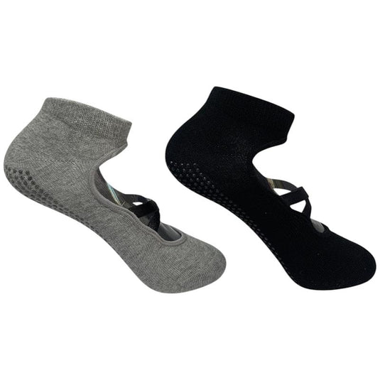 High Heel Jungle Good Pointe Premium Combed Cotton Full Grip Pilates/Yoga Sock Black/Grey Bundle