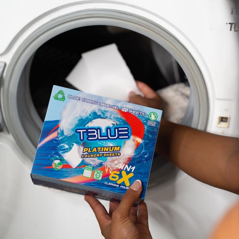 Load image into Gallery viewer, TBLUE Laundry Detergent Sheets Blue Caring Pack of 100 Sheets
