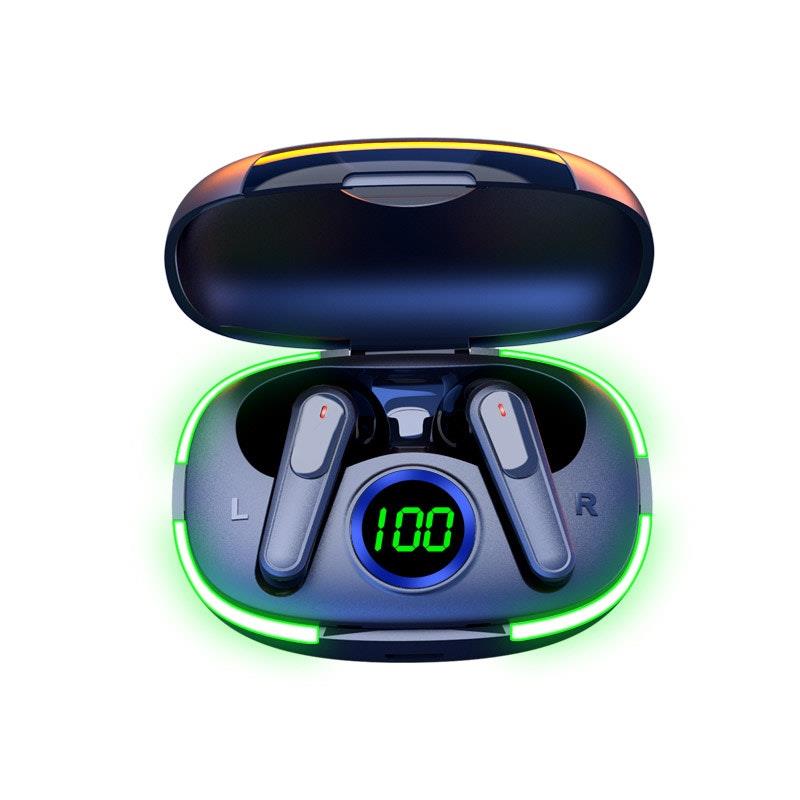 Load image into Gallery viewer, Laser TWS Earbuds with LED Display: True Wireless &amp; Tap Controls Black
