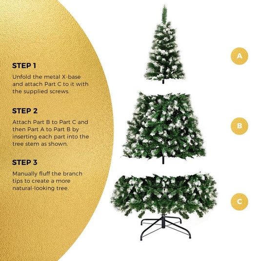 Tinseltown Christmas Tree 1.8M Xmas Trees Snowy Decorations Green 830 Tips 6 Feet