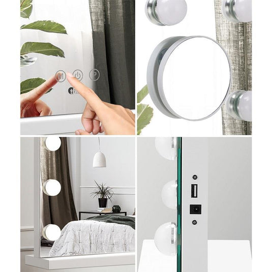 Oikiture Hollywood Makeup Mirror 15 Bulbs LED Light Wall Vanity Mirrors White