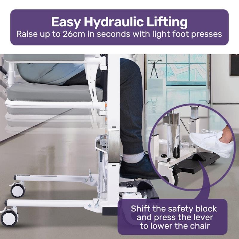 Load image into Gallery viewer, Equipmed 4 In 1 Patient Lift Transfer Chair White
