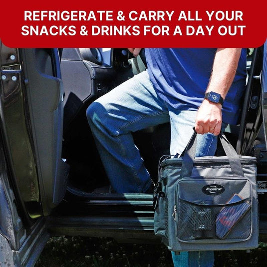 Koolatron 12V Soft Cool Bag 25L, Plug In Car Fridge Grey/Black