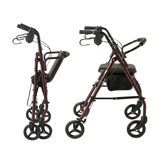 Orthonica Foldable Steel Frame Rollator Mobility Aid 4 Wheel Walker