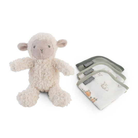 The Little Linen Company Plush Toy & Washers Farmyard Lamb