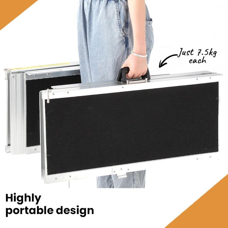 Load image into Gallery viewer, Equipmed 182cm Portable Folding Aluminium Access Ramp Black
