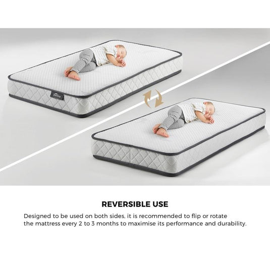Bedra Bedding Baby Cot Mattress Reversible Toddler Bed Bonnel Spring Foam 13cm 1Piece