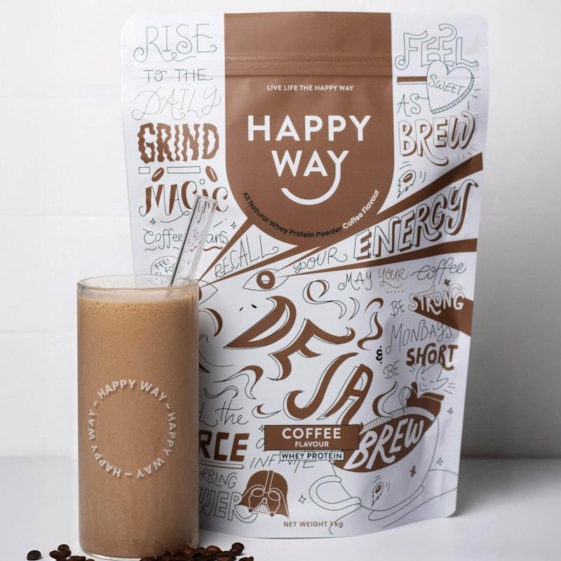 Load image into Gallery viewer, Happy Way Deja Brew Coffee Whey Protein Powder 1kg
