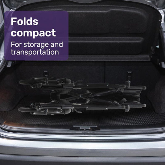 Equipmed Folding Transit Manual Wheelchair For S-XL Black