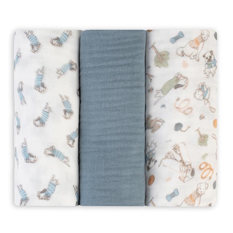 Load image into Gallery viewer, The Little Linen Company Muslin 3pk Wrap Barklife Dog
